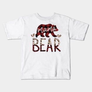 Mama Bear Buffalo Plaid Design Kids T-Shirt